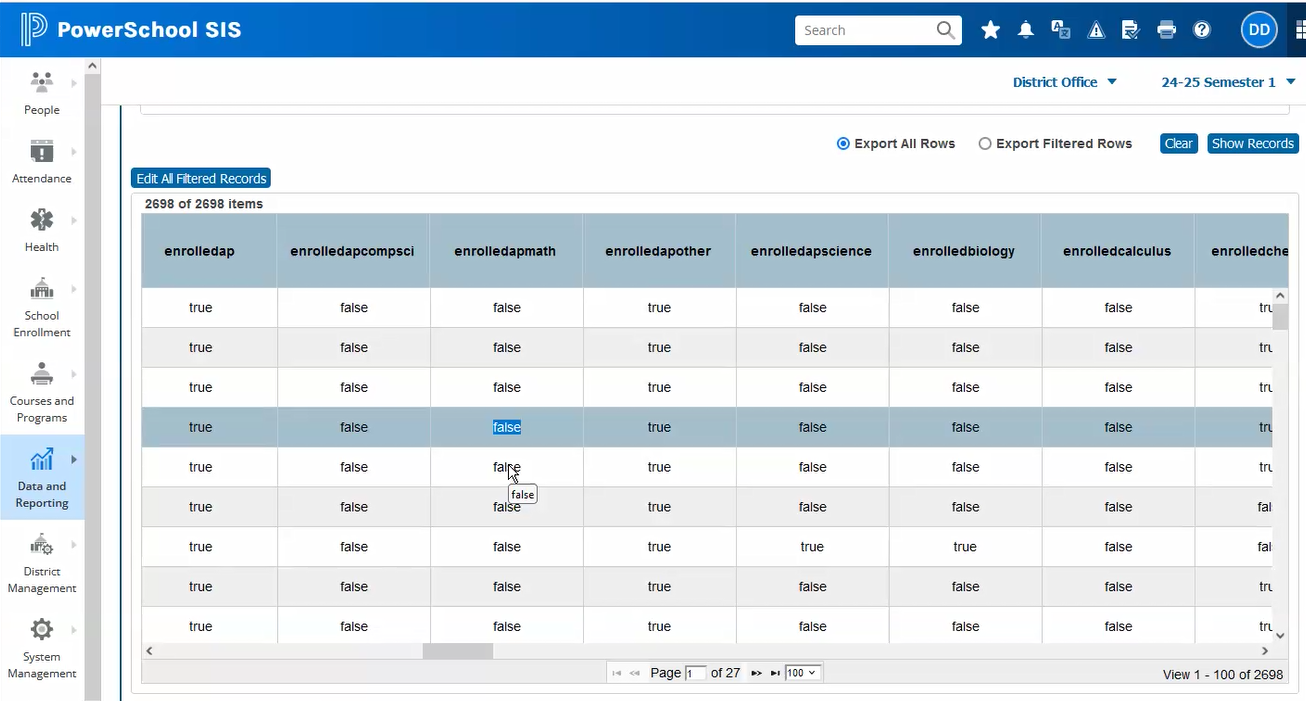 Verify data before running the CRDC report