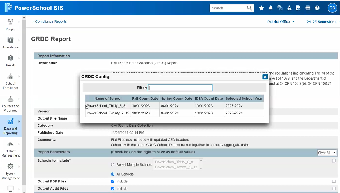 Running the CRDC Report