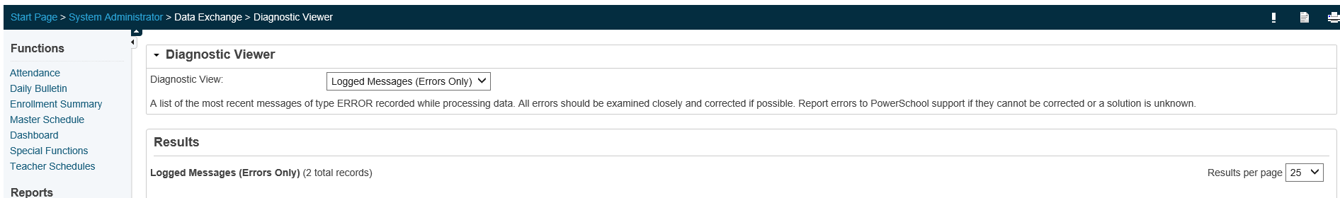 Publishing errors are logged in Diagnostic Viewer