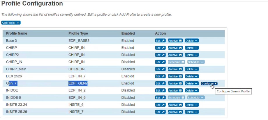 Configure generic profile